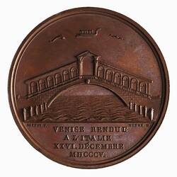 Medal - Venice Restored to Italy, Napoleon Bonaparte (Emperor Napoleon I), France, 1805