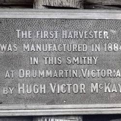 Photograph - Massey Ferguson, Plaque of HV McKay's Original Smithy, Sunshine, Victoria, circa 1928