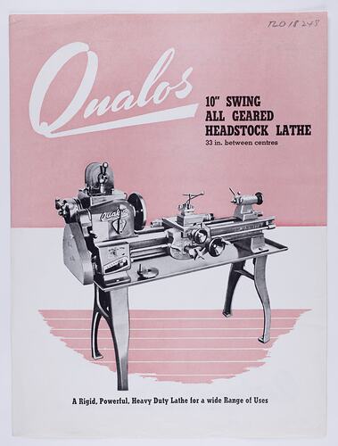 Front cover with photograph of Geared Headstock lathe