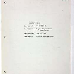 Program Library Memo - DEC, PDP-8, Index, 1967