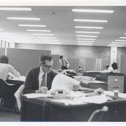Photograph - Kodak Australasia Pty Ltd, James Dawson at Office Desk, Building 8, Coburg, 1966