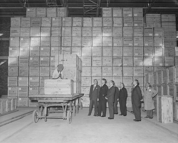W.D. & H.O. Wills, Crates in Warehouse, Virginia Park, Victoria, 19 Aug 1959