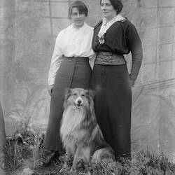 Women in Garden with Dog, circa 1910s