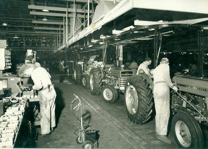 Tractor assembly line.
