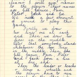 Document - Janice Soder, to Dorothy Howard, Description of Chasing Game 'Chinese Wall', 25 Mar 1955