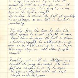 Document - Max Ramsay, to Dorothy Howard, Description of Chasing Game 'King', 25 Mar 1955