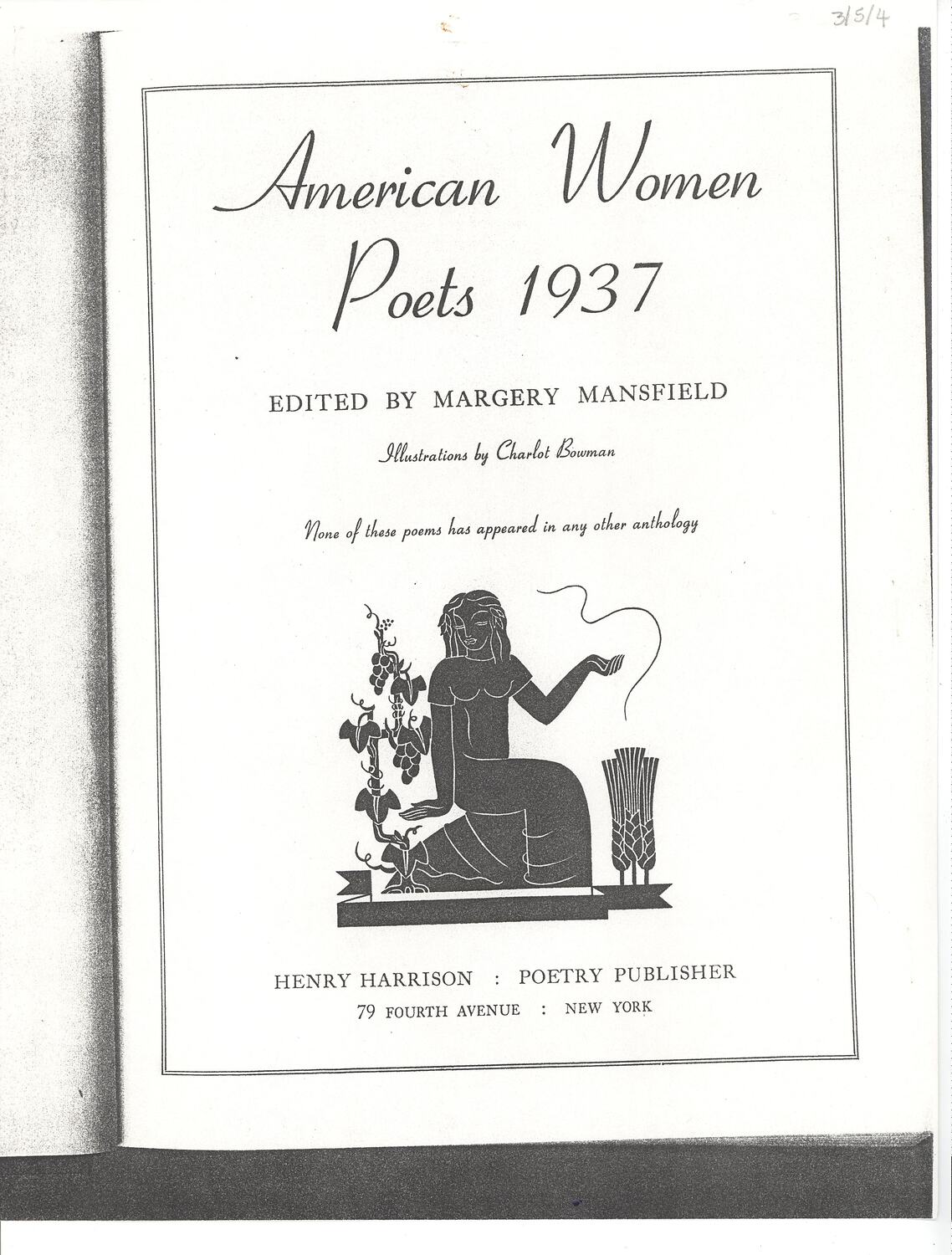 Creative Writing - 'American Women Poets 1937', Edited by Margery ...