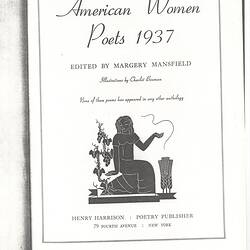 Creative Writing - 'American Women Poets 1937', Edited by Margery Mansfield, 1937