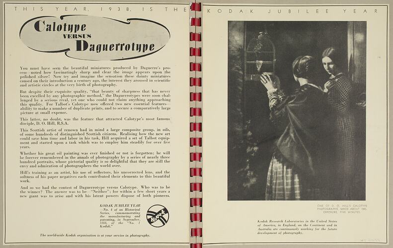 Leaflet - 'Calotype Versus Daguerreotype', 1938