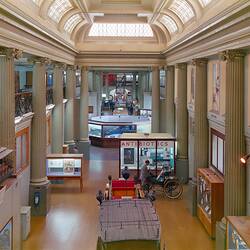 View of Queen's Hall from balcony, Institute of Applied Science (Science Museum), Melbourne, 1968