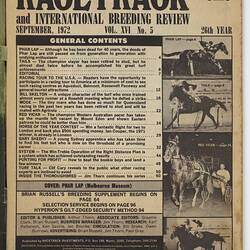 Magazine - Racetrack, September 1972, Contents page