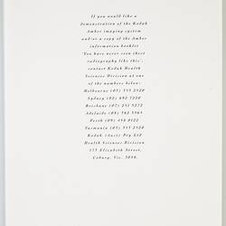 Leaflet - Kodak (Australasia) Pty Ltd, Amber Thoracic Radiograph, circa 1990s