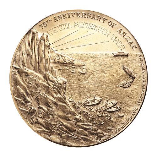 Medal - 75th Anniversary of the Anzac Landing, Numismatic Association of Victoria, Australia, 1990