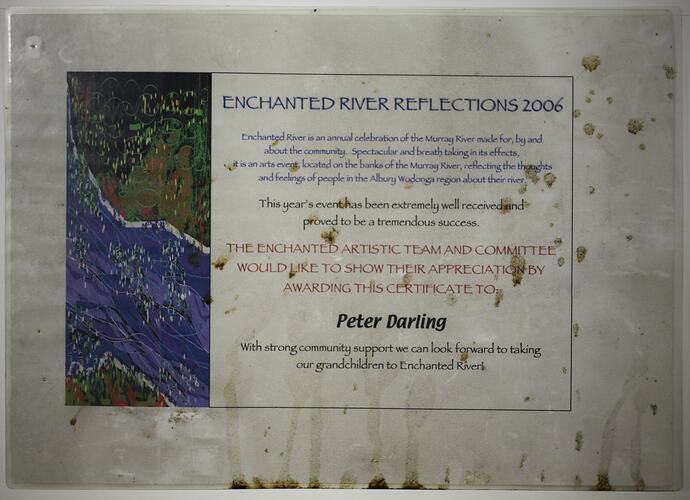 Certificate - 'Enchanted River Reflections', Peter Auty, Flowerdale, 2006
