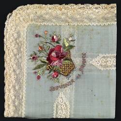 Handkerchief - 'Souvenir of France', Pale Green Silk, circa 1918