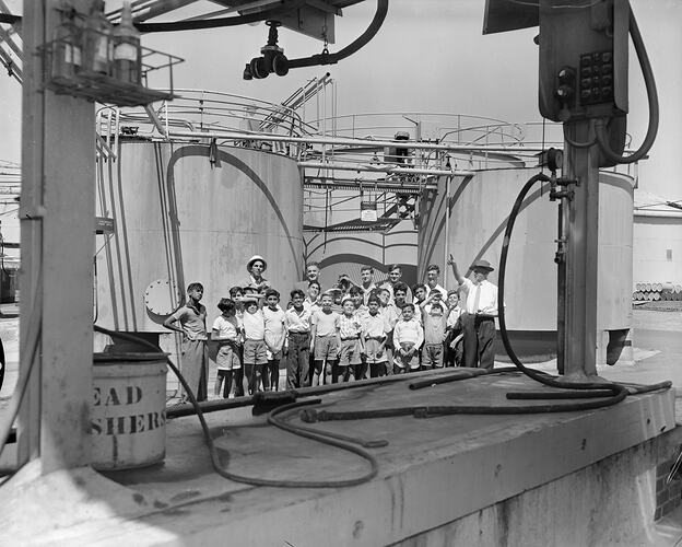 Commonwealth Fertilizers and Chemicals Ltd, Group of Children on Factory Site, Yarraville, Victoria, Jan 1959