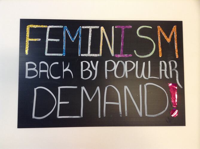 HT 50653, Sign - Feminism Back by Popular Demand, Melbourne, 21 Jan 2017 (POLITICS & PUBLIC PROTEST)