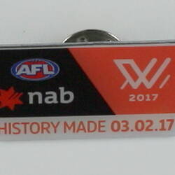 Commemorative Badge - Inaugural Match, AFL Women's (AFLW) Competition, 3 Feb, 2017