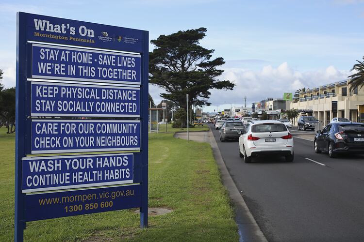 Sign, Nepean Highway, Rye, Victoria, 8 May 2020