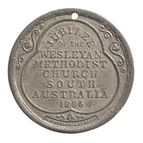 Medal - Jubilee of the Wesleyan Methodist Church, Victoria, Australia, 1886