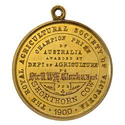 Medal - Royal Agricultural Society of Victoria, Champion Prize of Australia, 1900