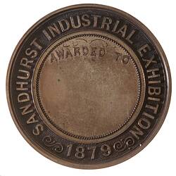 Medal - Sandhurst Industrial Exhibition Prize, 1879 AD