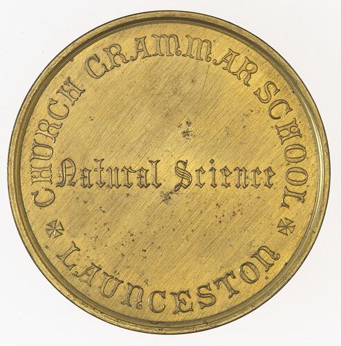 Medal - Launceston Church Grammar School Natural Science Prize, c. 1875 AD