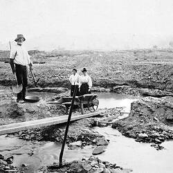 Negative - Miner Sluicing in a Creek, Castlemaine District, Victoria, 1894