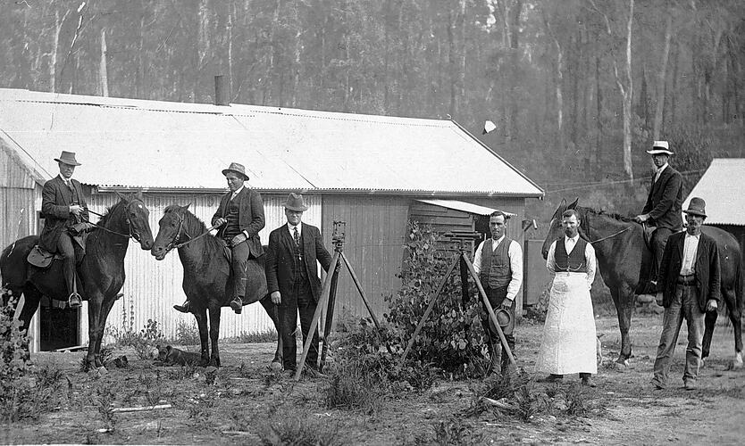 Surveyors on the Orbost-Bairnsdale line, East Gippsland, 1914.