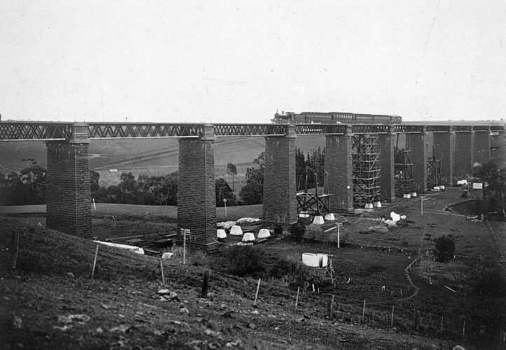 Moorabool Viaduct, Geelong-Ballarat railway, circa 1917.