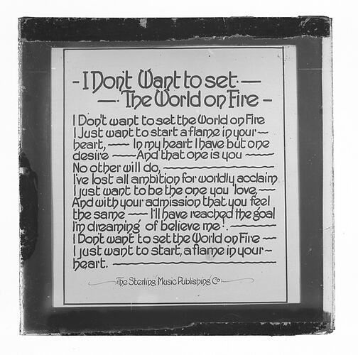 Lantern Slide - 'I Don't Want to Set the World on Fire'