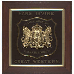Shield - Hans Irvine, Great Western, Framed, 1901-1910