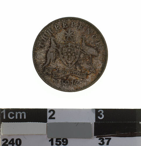 Coin - Threepence, Australia, 1912, photographed by Museums Victoria