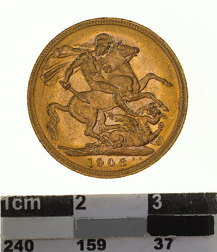 Coin - Sovereign, Victoria, Australia, 1906, photographed by Museums Victoria