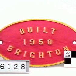 Locomotive Builders Plate - British Railways, Brighton Works, England, 1950