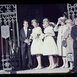 Digital Photograph - Bridal Party at Catholic & Protestant Wedding, St Patrick's Cathedral Side Chapel, East Melbourne, 1960