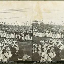 Stereograph - Federation Celebrations, Children's Fete at the Exhibition Oval