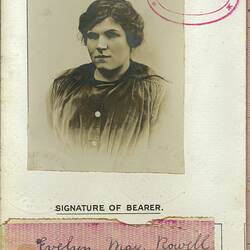 Passport - Issued to Evelyn May Rowell, by United Kingdom, 1920