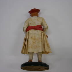 Clay figure of an Indian Clerk, back view.