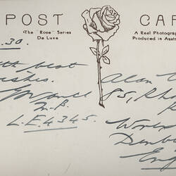 Postcard - South West Facade, Exhibition Building, Rose Series, Melbourne, circa 1930 (Reverse)