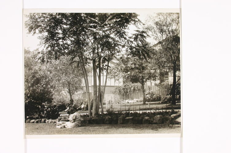 Photograph - Staff Sitting in the Gardens, Kodak Factory, Abbotsford, early 1940s