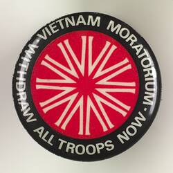 Badge - Vietnam Moratorium, Withdraw All Troops Now, 1970-1971