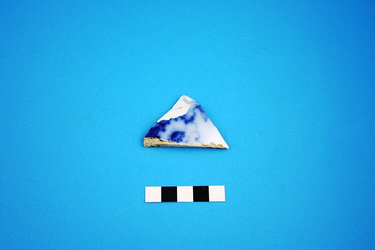 Sherd - Ceramic, Blue Flow Ware, circa 1835-circa mid-20th century