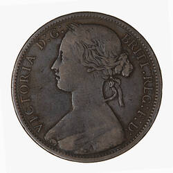 Coin - Penny, Queen Victoria, Great Britain, 1867 (Obverse)