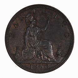 Coin - Farthing, Queen Victoria, Great Britain, 1860 (Reverse)