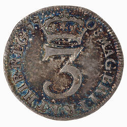Coin - Threepence, Queen Anne, England, Great Britain, 1708 (Reverse)