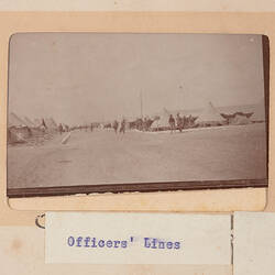 Photograph - 'Officers' Lines', Egypt, Trooper G.S. Millar, World War I, 1914-1915