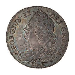 Coin - Halfcrown, George II, Great Britain, 1745 LIMA (Obverse)