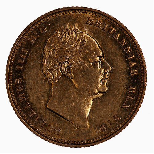 Coin - Half-Sovereign, William IV, Great Britain, 1837 (Obverse)
