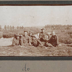Photograph - Six Soldiers in Front of Lake, Neuve Eglise, Belgium, Sergeant John Lord, World War I, 1916-1917